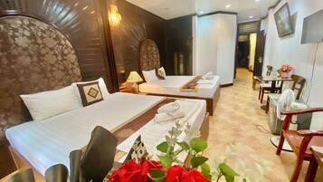 Family Quadruple Room, City View | Premium bedding, individually decorated, individually furnished, desk