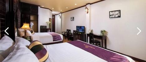 Premium bedding, individually decorated, individually furnished, desk