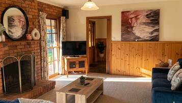 Smart TV, fireplace, computer monitors