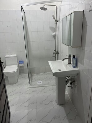 シャワー、ヘアドライヤー、タオル、石鹸