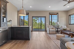 Smart TV, chimenea, libros