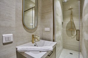 Regadera, secadora de cabello, toallas, shampoo