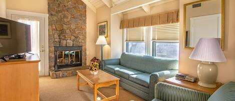 TV, fireplace, DVD player