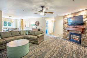 TV, fireplace, DVD player