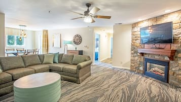TV, fireplace, DVD player
