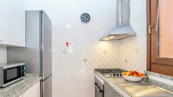 Full-sized fridge, microwave, oven, stovetop