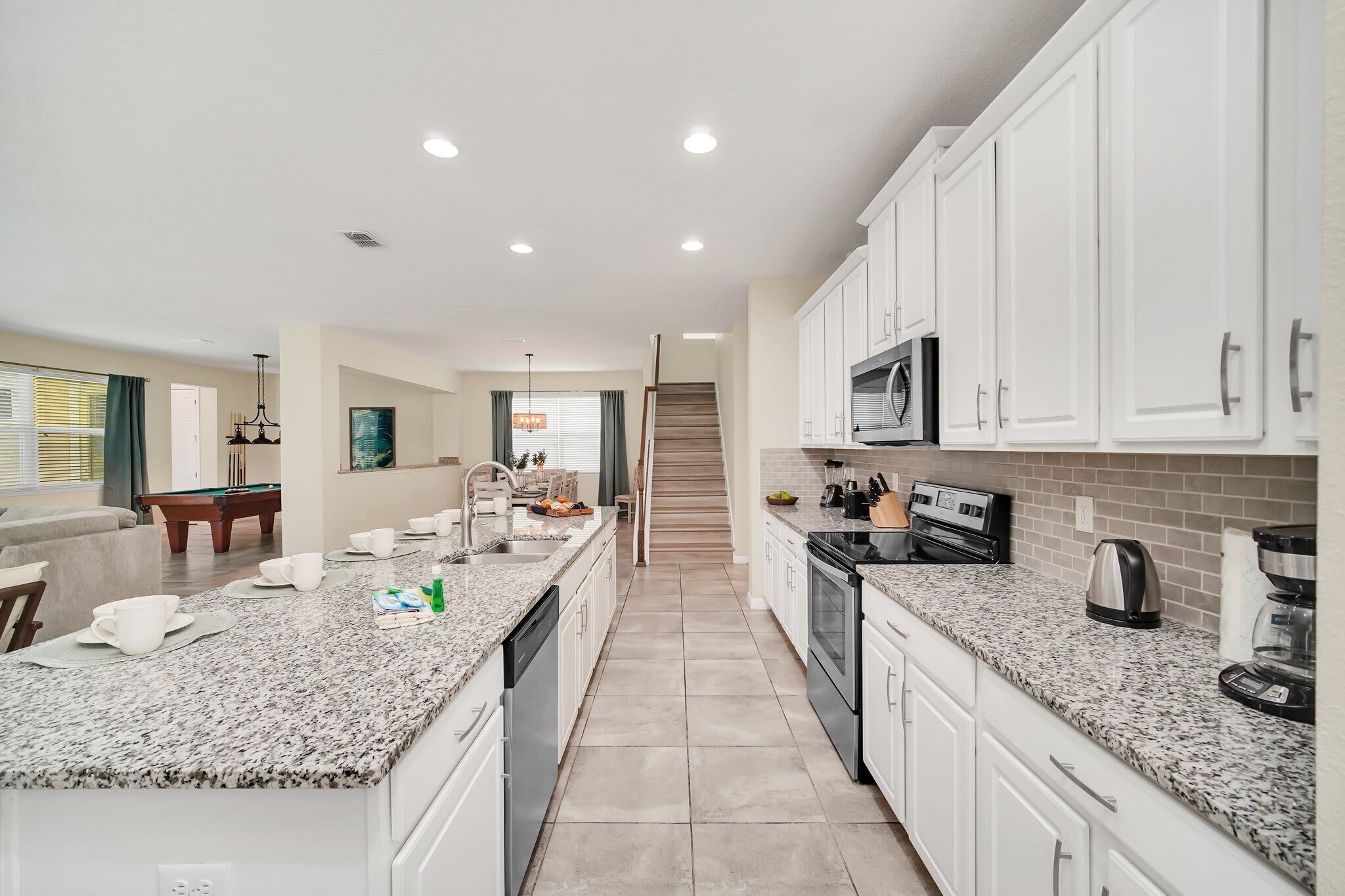 Microwave, oven, stovetop, dishwasher