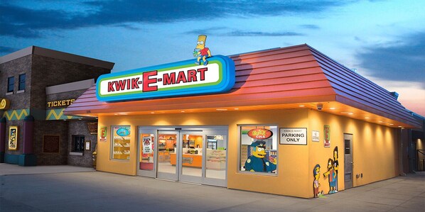 A Kwik-E-Mart with a red roof and cartoon character signage. - Ocean Forest Plaza 1411 OF Condo I/O Pools (Myrtle Beach)