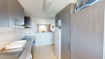 Fridge, microwave, oven, electric kettle