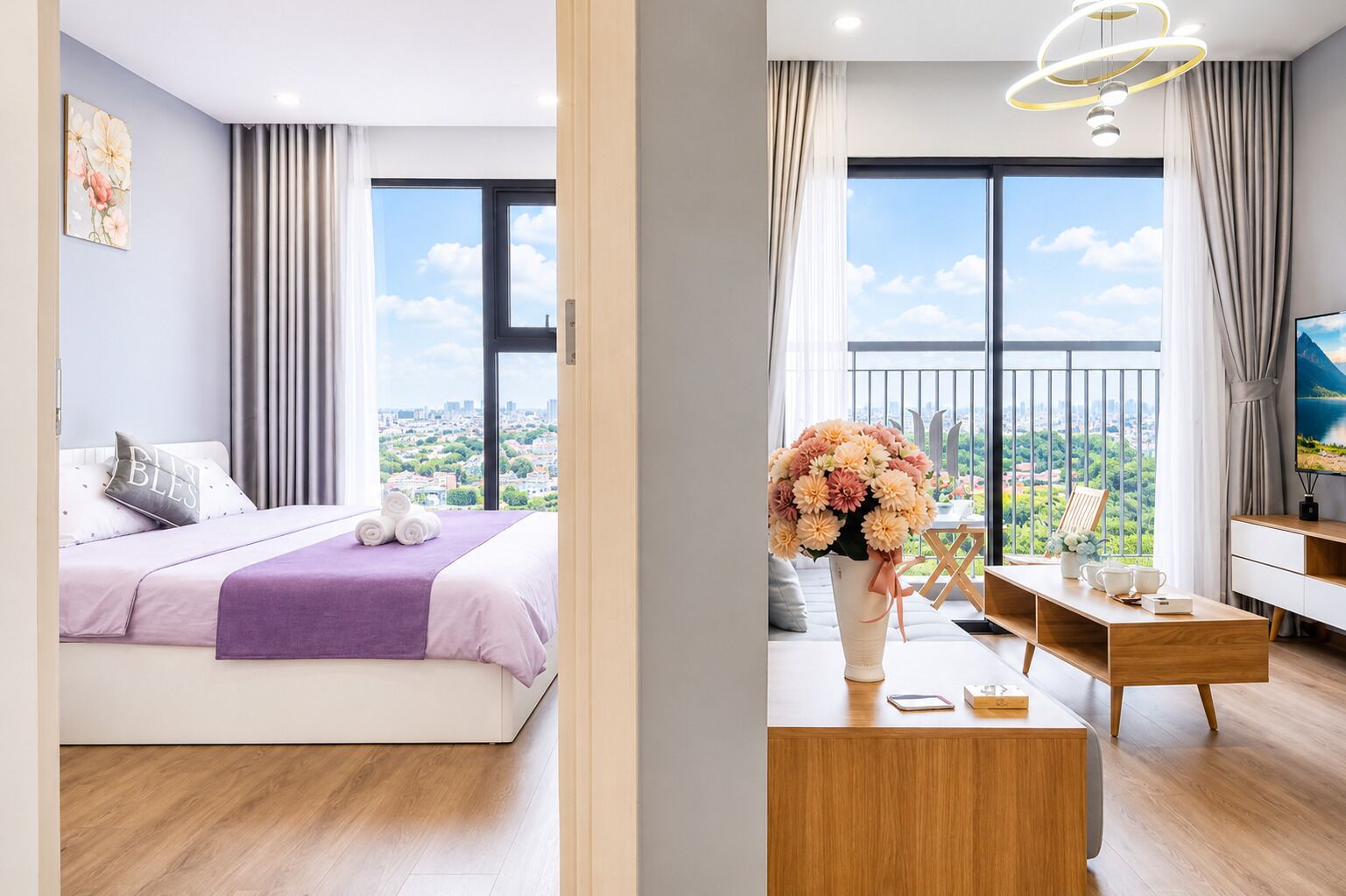 Apartamento estándar, balcón, vistas a la ciudad | Escritorio, wifi gratis, ropa de cama