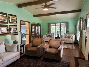 Smart TV, DVD player, books, video library