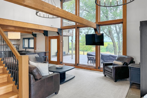 Main level living room with amazing views overlooking the property.