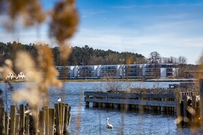 Guests can enjoy serene lakeside views from the comfort of their accommodations.