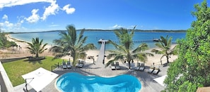 On the beach, white sand