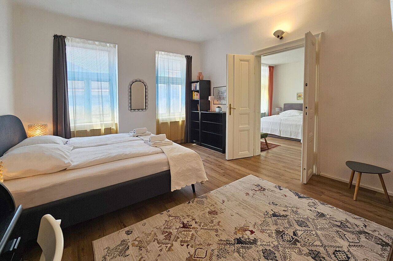 2 bedrooms, desk, iron/ironing board, travel cot