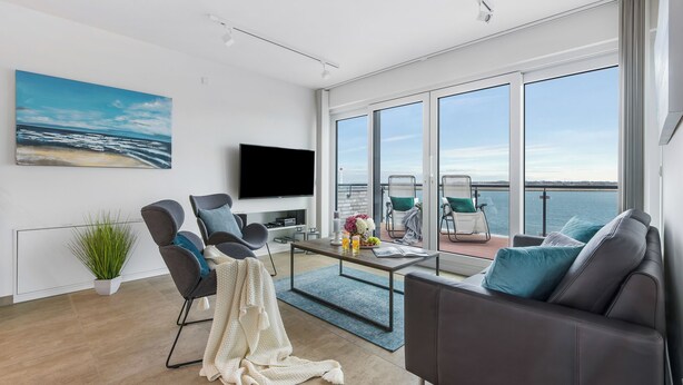 Unclassified image, 1 of 34, button - Penthouse Dock 76 Bridge - waterfront location, roof terrace, sea view, sauna (Olpenitz)