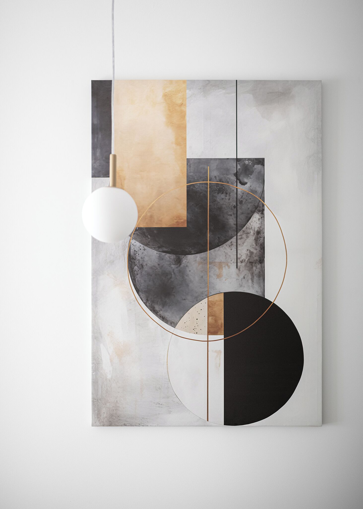 Una pintura abstracta moderna con formas geométricas y un diseño minimalista.