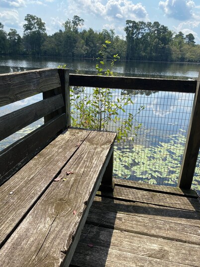 Waterfront Cabin off I-95 in Lumberton with WiFi, Foosball, Kayaks, Pet-friendly