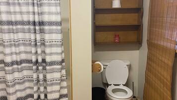 Shower, towels, soap, shampoo