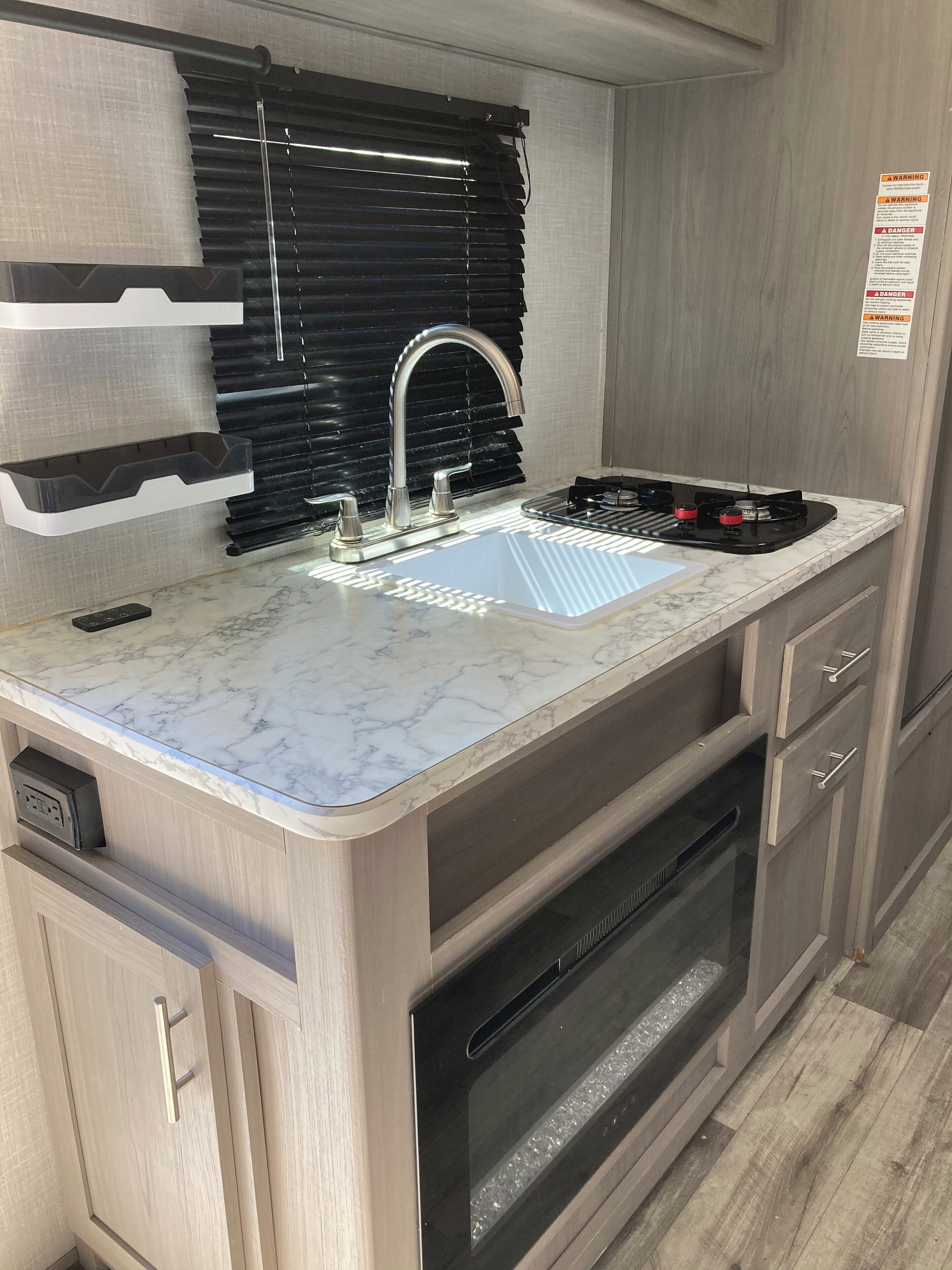 Fridge, microwave, stovetop, toaster