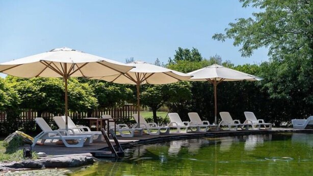 A pool area with lounge chairs and umbrellas. - Corte all'Olmo (Verona)