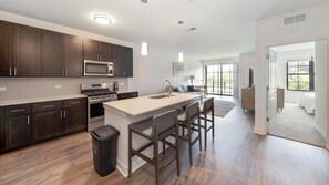Fridge, dining tables
