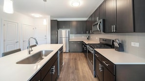 Fridge, dining tables