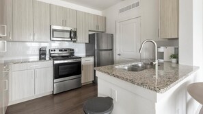 Fridge, dining tables