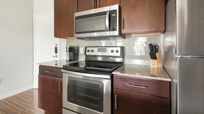 Fridge, dining tables
