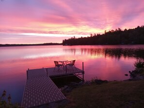 Outdoor dining - Beautiful waterfront cottage with the conveniences of home in central Maine.  (Holden)