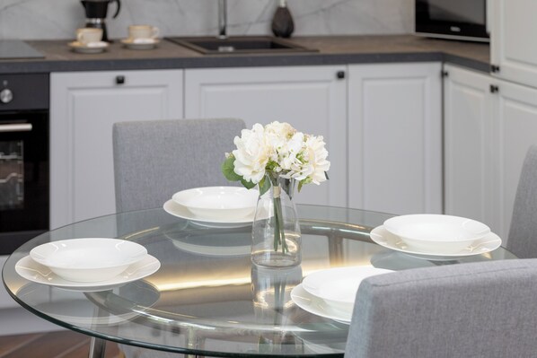 Apartment, 1 Bedroom, Balcony | Private kitchen | Microwave, oven, dishwasher, electric kettle - Unique Apartment in Gdańsk by Renters (Gdansk)