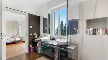 Family Villa, Multiple Bedrooms, Mountainside (Il Gioiellino Pool and Sauna) | Bathroom | Separate tub and shower, hair dryer, bidet, towels