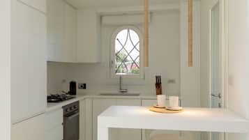 Vila Deluks, 4 kamar tidur, pemandangan kebun | Dapur pribadi | Mesin espresso, ketel listrik, dan meja makan