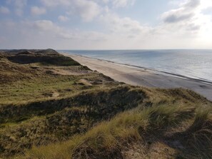 A coastal landscape with a beach and dunes. - 4 Person Holiday Home in Thisted (Thisted)