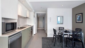 Microwave, stovetop, dishwasher, toaster