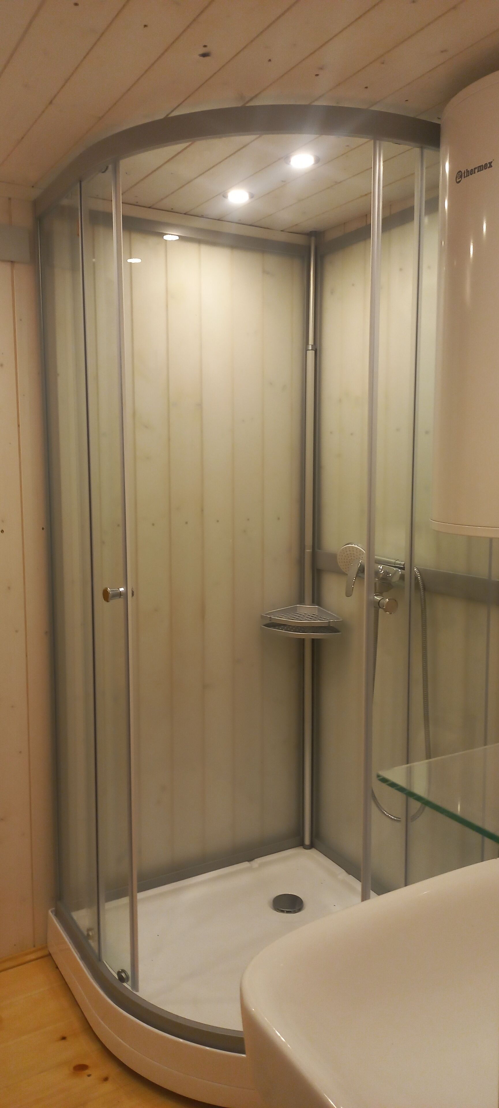 Shower, soap, toilet paper