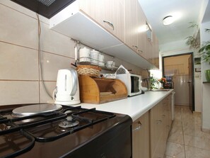 Kühlschrank, Mikrowelle, Herdplatte, Toaster