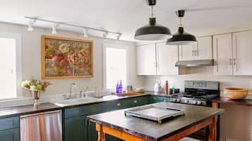 Fridge, toaster, cleaning supplies, freezer