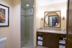 Sèche-cheveux, serviettes fournies, savon, shampoing