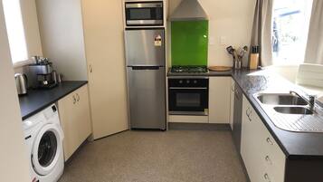 Fridge, microwave, oven, coffee/tea maker