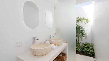 Basic Villa | Bathroom | Shower, hair dryer, towels, soap