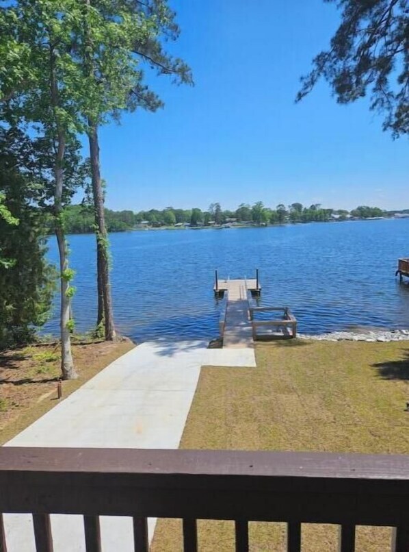 Enjoy serene lakeside views and easy access to the water from our tranquil dock.