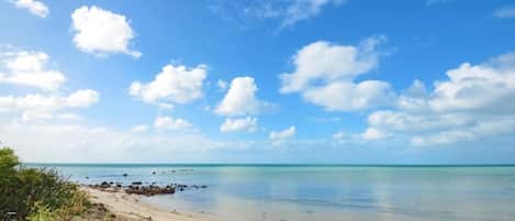 靠近海滩、白沙