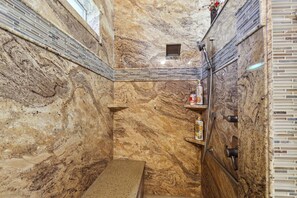 Shower, hair dryer, towels, soap - Huge Handicap Accessible Home Sleeps 21. Game Room, Office, Stocked Kitchen with so many TVs (Hutto)