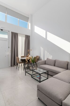 TV connectée, cheminée, livres