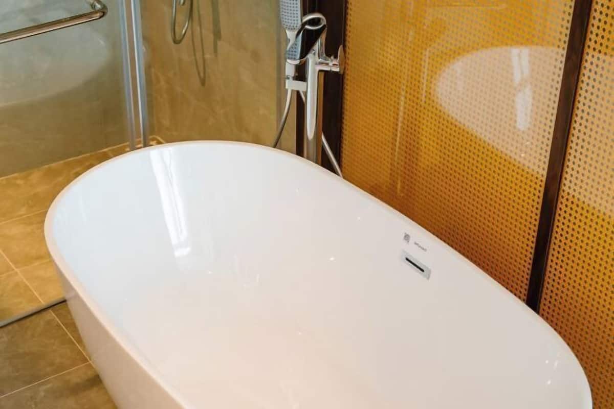 Bathroom | Hair dryer, slippers, towels, soap