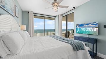 Signature appartement, 3 slaapkamers, balkon, uitzicht op strand | 3 slaapkamers, individueel gedecoreerd, individueel gemeubileerd