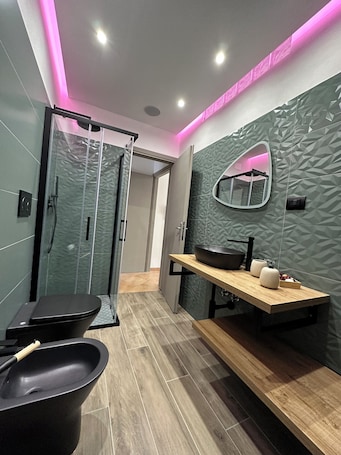 Shower, hair dryer, bidet, towels. Bad and Breakfast La Balena Bianca House