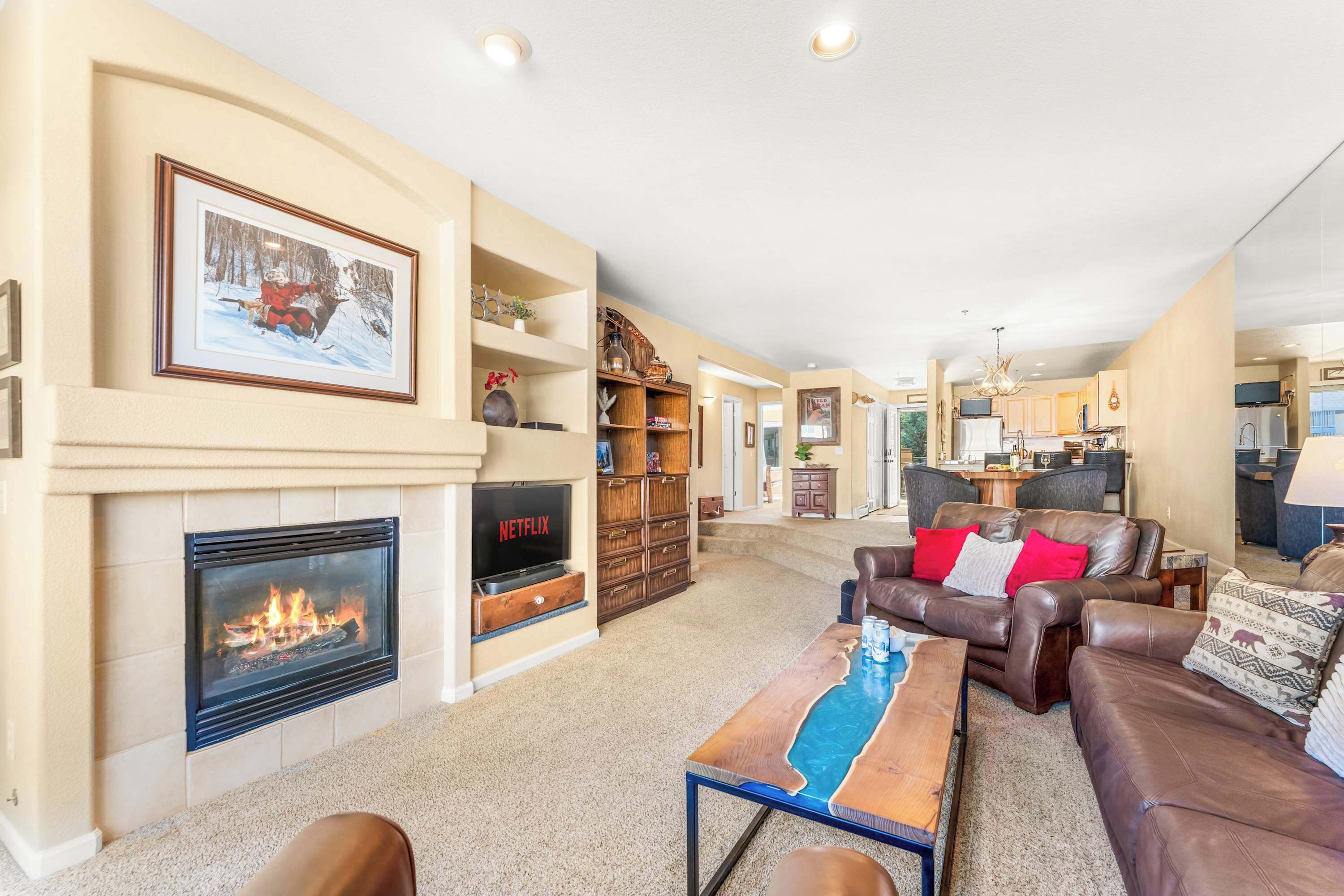 TV, fireplace, stereo, offices