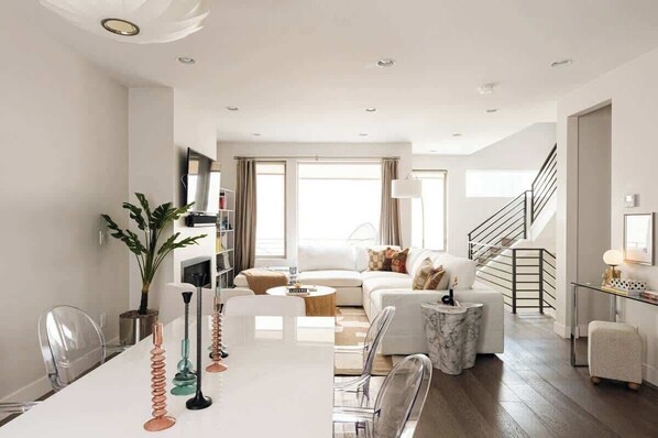 TV, fireplace, offices - Vogue Posh Pad | Center of LoHi | Large Roof Deck (Denver)